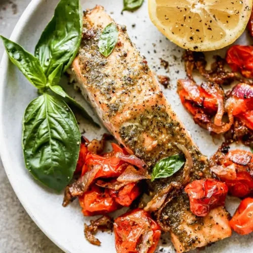 Baked Salmon Caprese