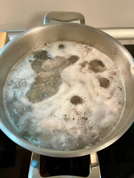 Blanching duck necks