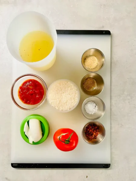 mise en place Mexican rice