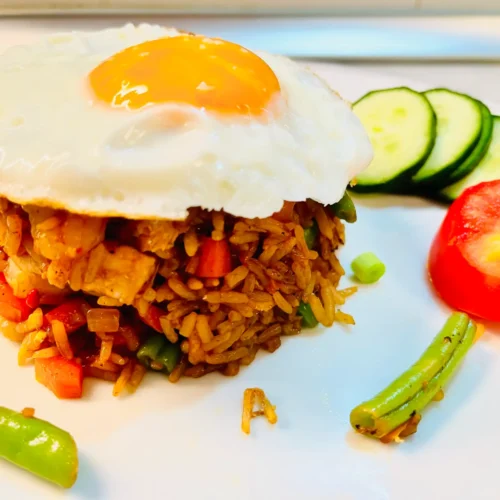 Nasi Goreng Indonesian Fried Rice Plated