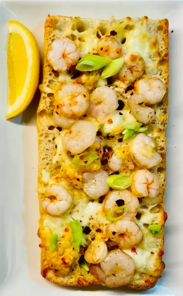 Shrimp scampi garlic bread