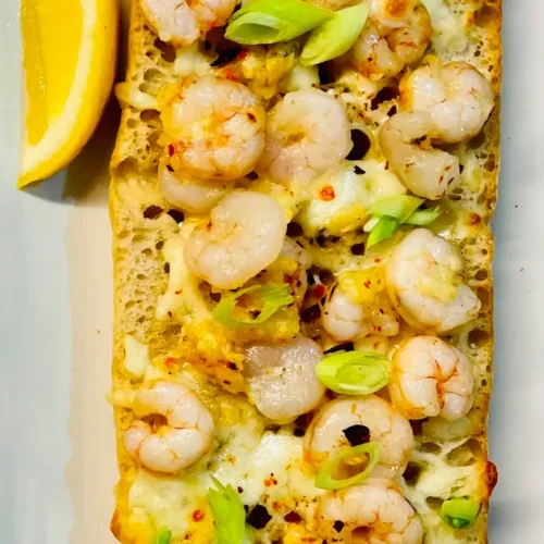 Shrimp scampi garlic bread