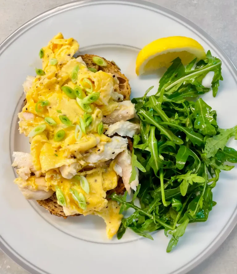 Fish with Scrambled Eggs on toast