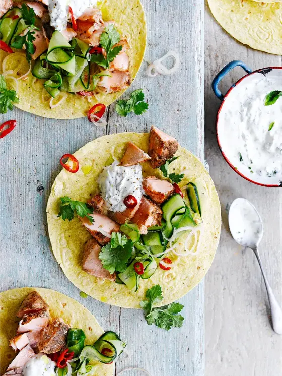 Spicy Roasted Salmon Bites With Yogurt Marinade